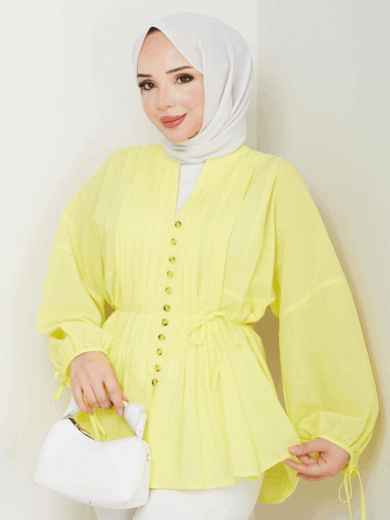 Limon Sarısı Vual Gömlek