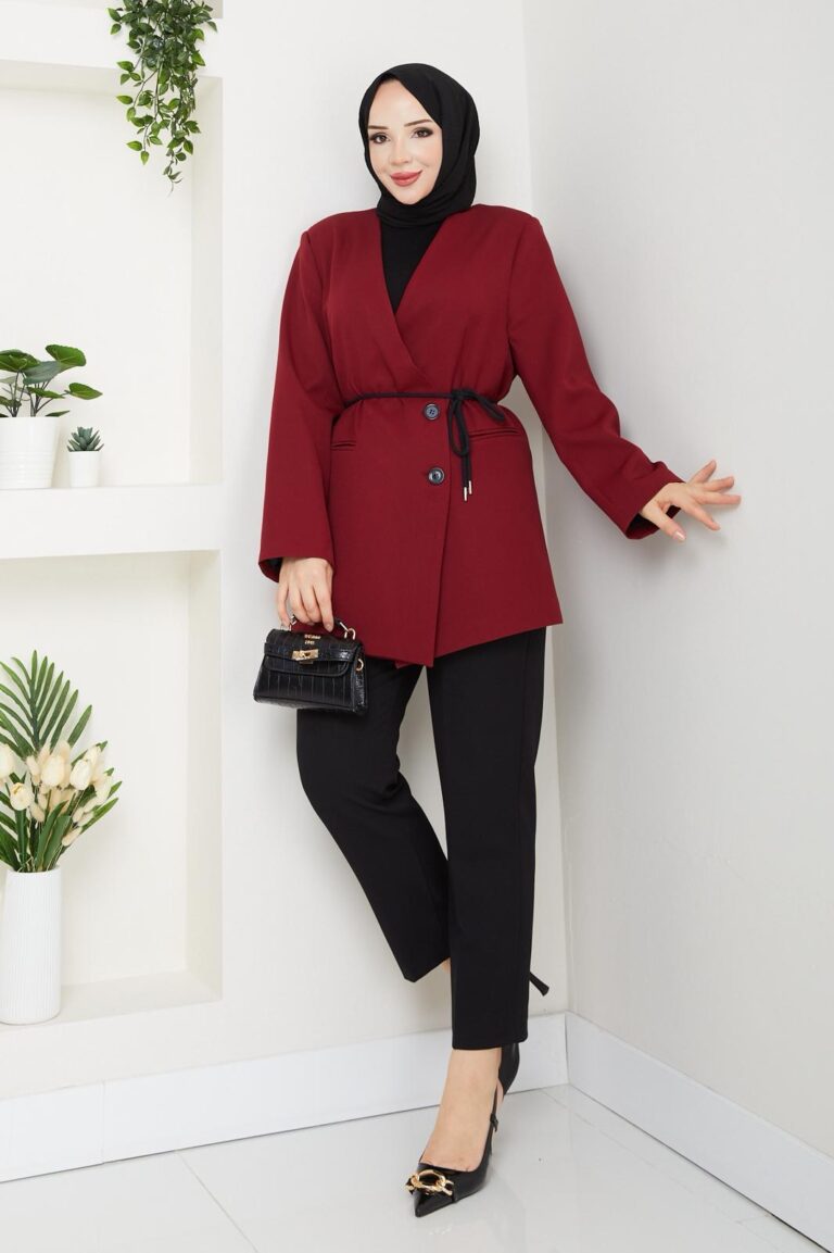 Ceket Bağlamalı Bordo