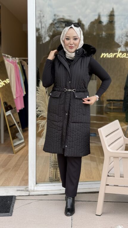 Kemerlı yelek sıyah