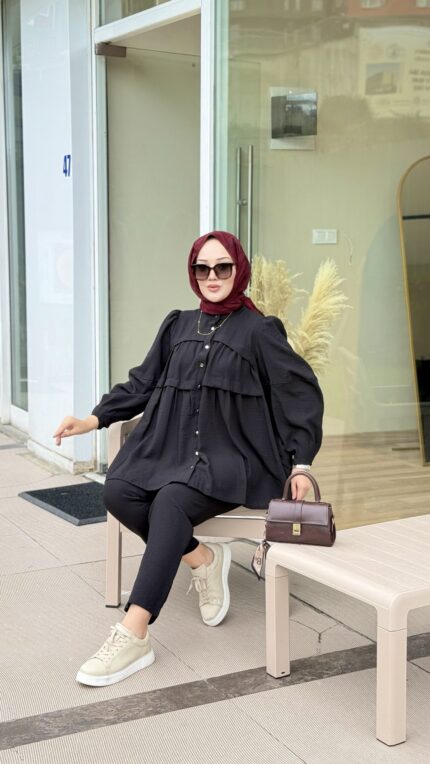 Sıyah Keten ıkılı takım