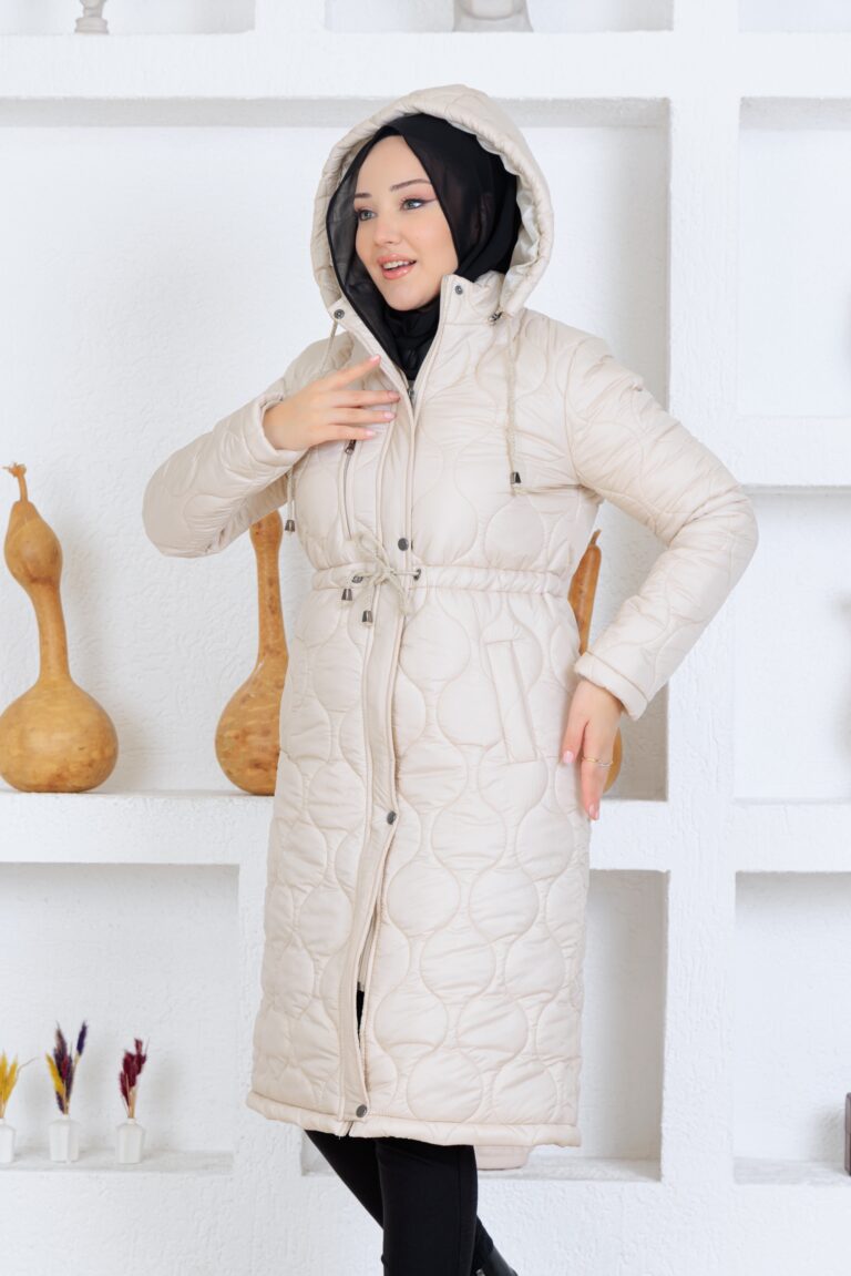 Tas renk kapıtone kumaş mont