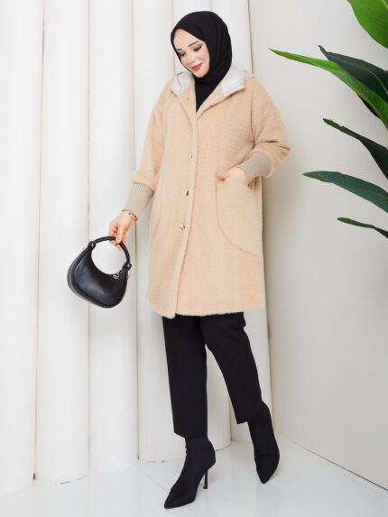 Camel renk angora kırcıl kumaş