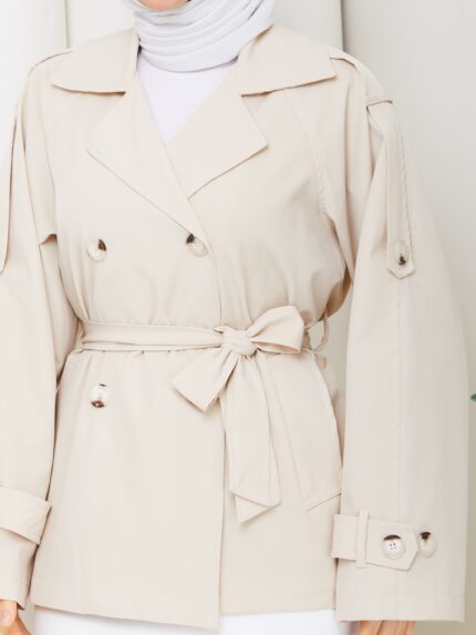 Tas renk düz kısa trenckot