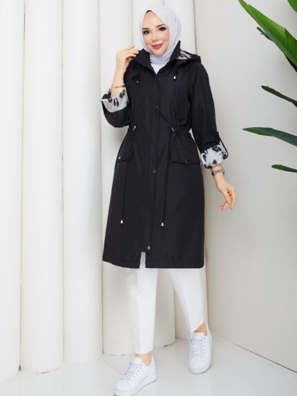 Sıyah bonded kumaş renklı astarlı