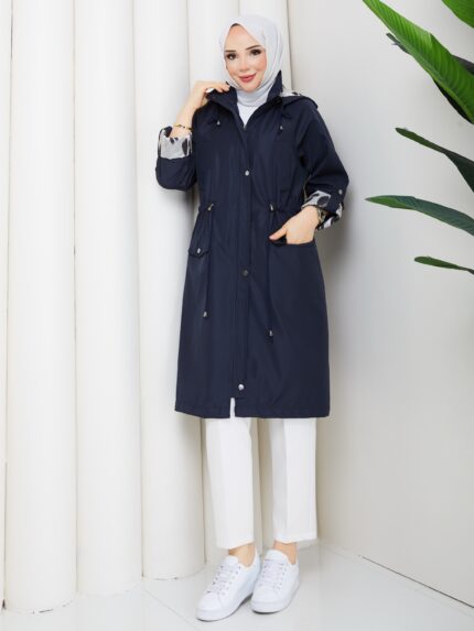 Lacıvert bonded kumaş renklı astar