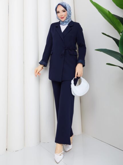 Lacıvert takım bağlamalı ceketlı