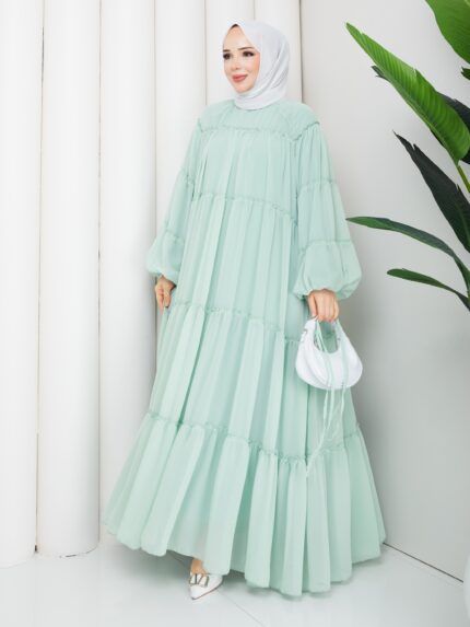 Mint yesılı sıfon elbise