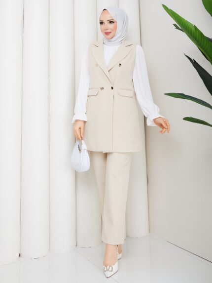 Tas renk 3lı dugmelı takım