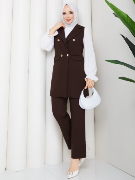 Kahverengı 3lu dugmelı takım